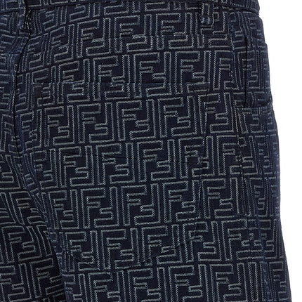 Fendi Blue Cotton Bermuda Shorts Fendi