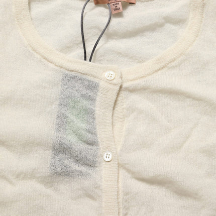 Ermanno Scervino White Knit Cropped Wool Cardigan Sweater
