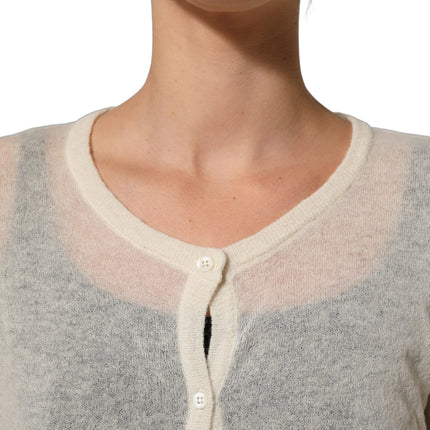 Ermanno Scervino White Knit Cropped Wool Cardigan Sweater