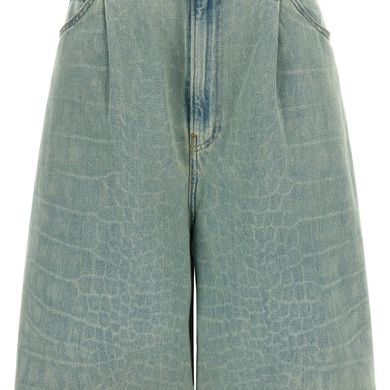 NUDE Blue Cotton Bermuda Shorts