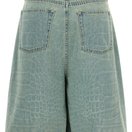 NUDE Blue Cotton Bermuda Shorts