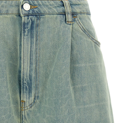 NUDE Blue Cotton Bermuda Shorts