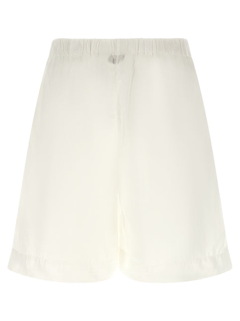 XACUS White Cotton Bermuda Shorts