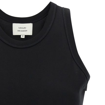 Loulou De Saison Black Cotton Sleeveles T-Shirt