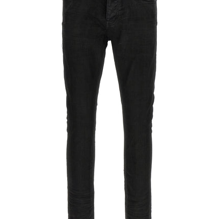 PURPLE Black Cotton Tapered Jeans