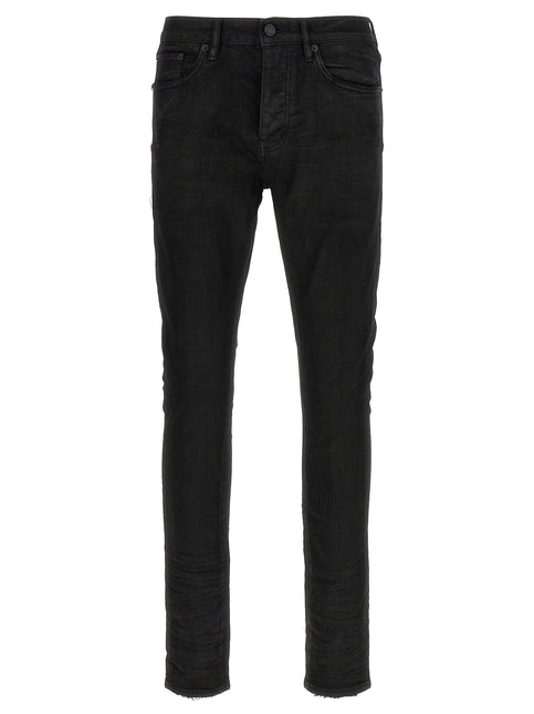 PURPLE Black Cotton Tapered Jeans