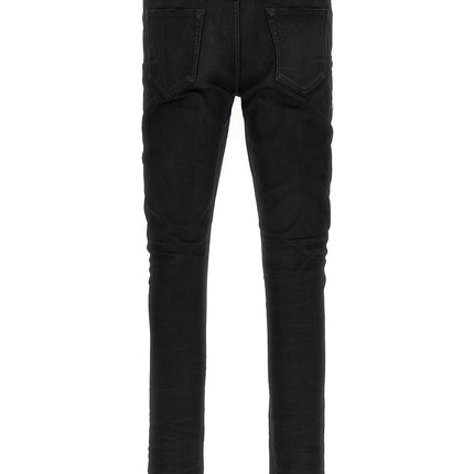 PURPLE Black Cotton Tapered Jeans