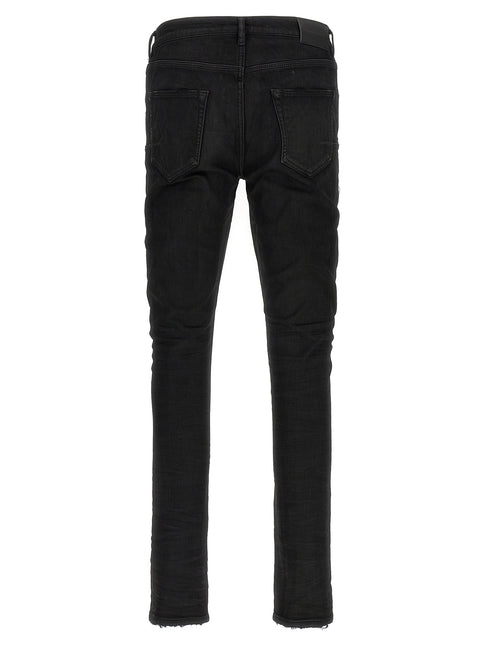 PURPLE Black Cotton Tapered Jeans