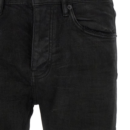 PURPLE Black Cotton Tapered Jeans