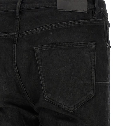 PURPLE Black Cotton Tapered Jeans