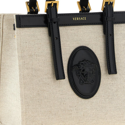 Versace Beige Linen Tote Bag