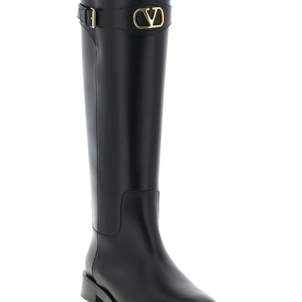 Valentino Garavani Black Calfskin Over The Knee