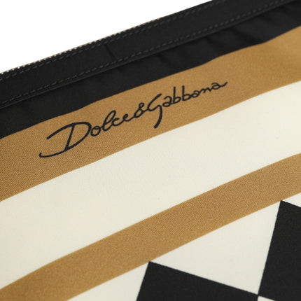 Dolce & Gabbana Multicolor Checkered Logo Print Nylon Clutch Borse Bag