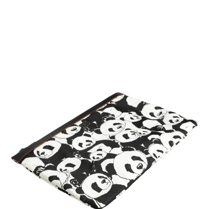 Dolce & Gabbana Black White Panda Print Nylon Clutch Men Pouch Borse Bag