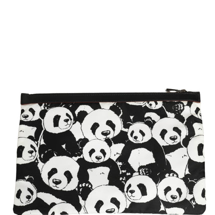 Dolce & Gabbana Black White Panda Print Nylon Clutch Men Pouch Borse Bag