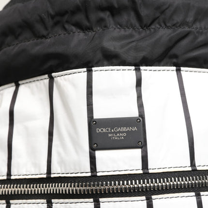 Dolce & Gabbana Black White Striped Polyester Drawstring Backpack Men Bag