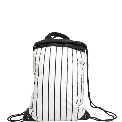 Dolce & Gabbana Black White Striped Polyester Drawstring Backpack Men Bag