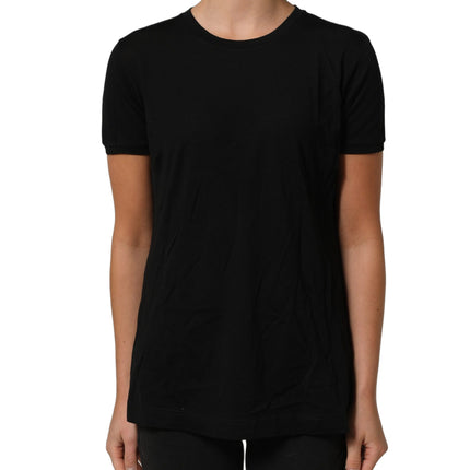 Dolce & Gabbana Black Wool Crew Neck Short Sleeves Men T-shirt
