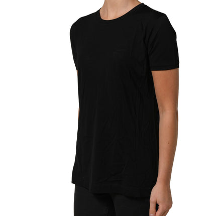 Dolce & Gabbana Black Wool Crew Neck Short Sleeves Men T-shirt