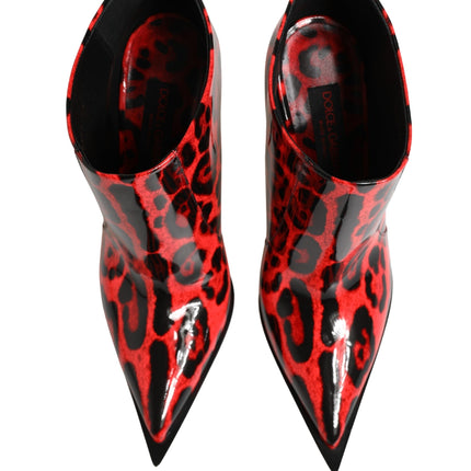 Dolce & Gabbana Red Leopard Cardinale Ankle Boots Shoes