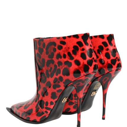 Dolce & Gabbana Red Leopard Cardinale Ankle Boots Shoes