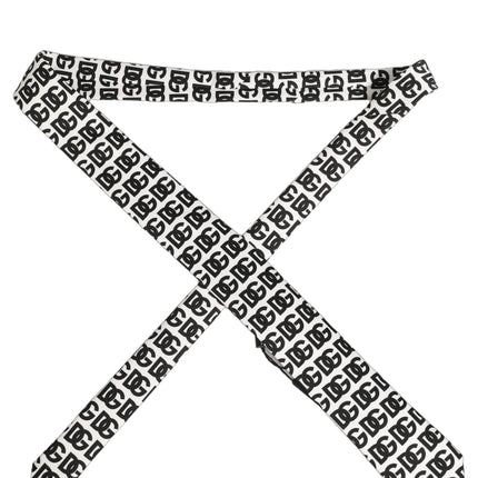 Dolce & Gabbana White Black Logo Monogram Wide Adjustable Men Necktie Tie