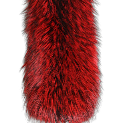 Dolce & Gabbana Red Fox Fur Neck Wrap Warmer Winter Scarf