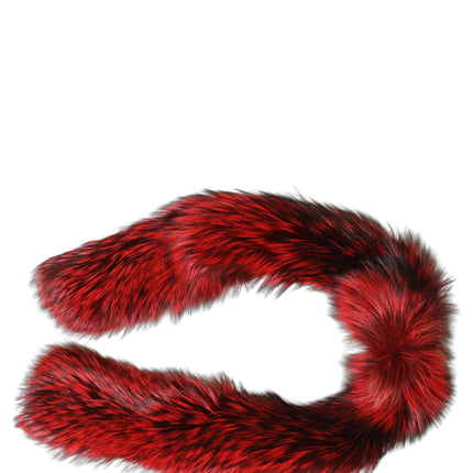 Dolce & Gabbana Red Fox Fur Neck Wrap Warmer Winter Scarf
