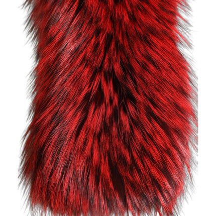 Dolce & Gabbana Red Fox Fur Neck Wrap Warmer Winter Scarf