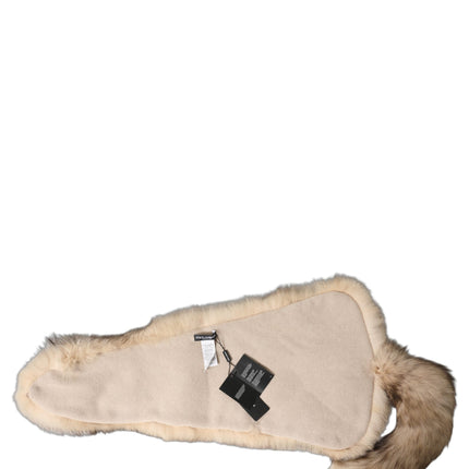 Dolce & Gabbana Brown Frost Fox Fur Neck Warmer Winter Scarf