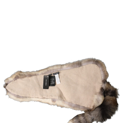 Dolce & Gabbana Brown Frost Fox Fur Neck Warmer Winter Scarf
