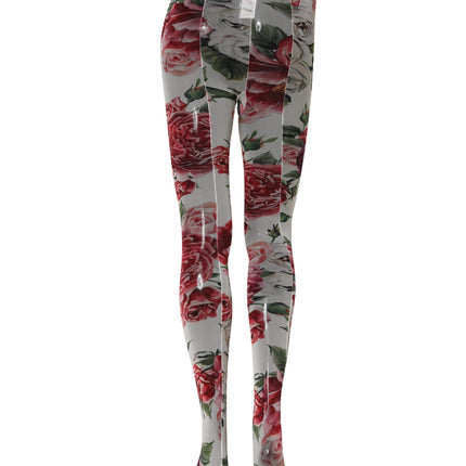 Dolce & Gabbana White Nylon Floral Print Tights Stockings Socks