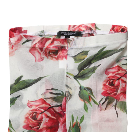 Dolce & Gabbana White Nylon Floral Print Tights Stockings Socks