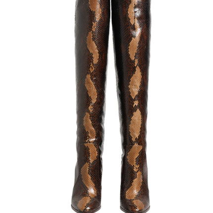 Dolce & Gabbana Brown Exotic Leather Knee High Boots Shoes