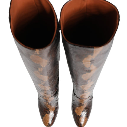 Dolce & Gabbana Brown Exotic Leather Knee High Boots Shoes