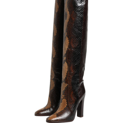 Dolce & Gabbana Brown Exotic Leather Knee High Boots Shoes