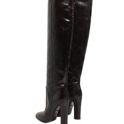 Dolce & Gabbana Brown Exotic Leather Knee High Boots Shoes