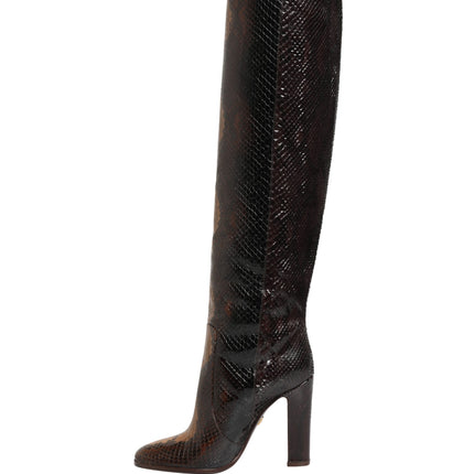 Dolce & Gabbana Brown Exotic Leather Knee High Boots Shoes