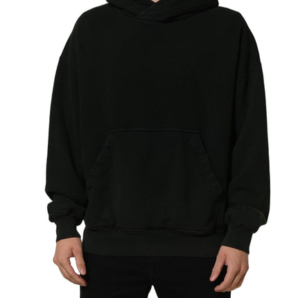 Dolce & Gabbana Black Cotton Hooded Men Sweatshirt Sweater