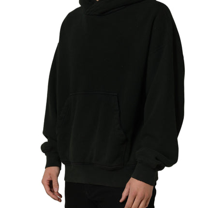 Dolce & Gabbana Black Cotton Hooded Men Sweatshirt Sweater