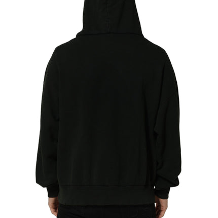Dolce & Gabbana Black Cotton Hooded Men Sweatshirt Sweater