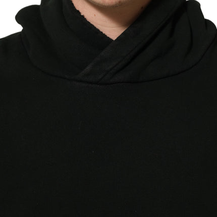 Dolce & Gabbana Black Cotton Hooded Men Sweatshirt Sweater