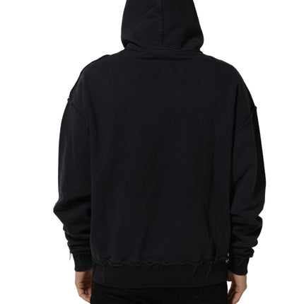 Dolce & Gabbana Black Anchor Print Hooded Sweatshirt Sweater