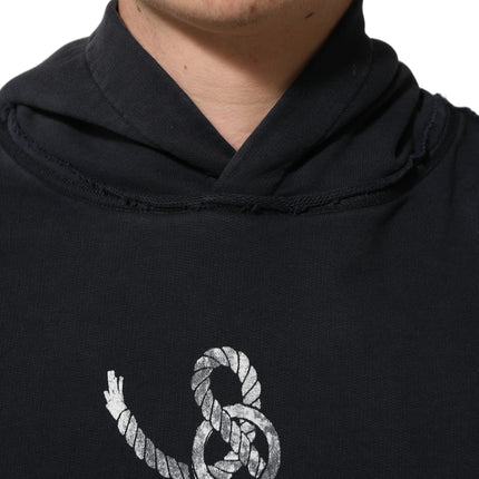 Dolce & Gabbana Black Anchor Print Hooded Sweatshirt Sweater