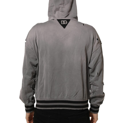 Dolce & Gabbana Gray Graphic Hooded Sweatshirt Men Sweater