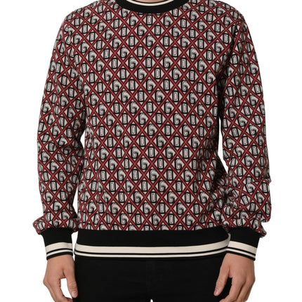 Dolce & Gabbana Red Logo Cotton Jacquard Sweatshirt Sweater