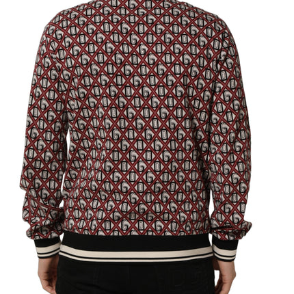 Dolce & Gabbana Red Logo Cotton Jacquard Sweatshirt Sweater