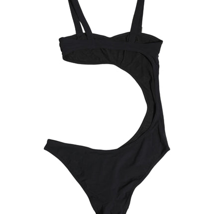 Dolce & Gabbana Black Embellished Cutout Bandeau One Piece Swimwear