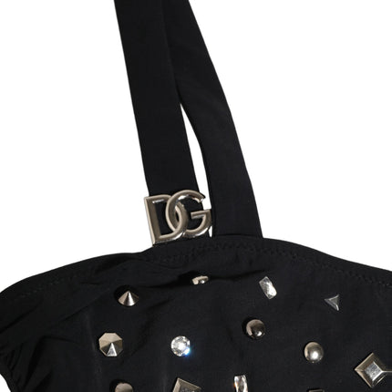 Dolce & Gabbana Black Embellished Cutout Bandeau One Piece Swimwear
