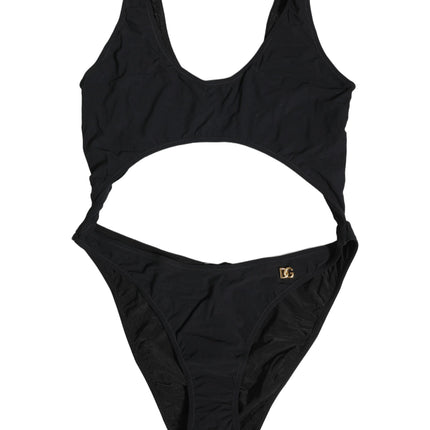 Dolce & Gabbana Black Cutout Logo One Piece Swimsuit Swimwear
